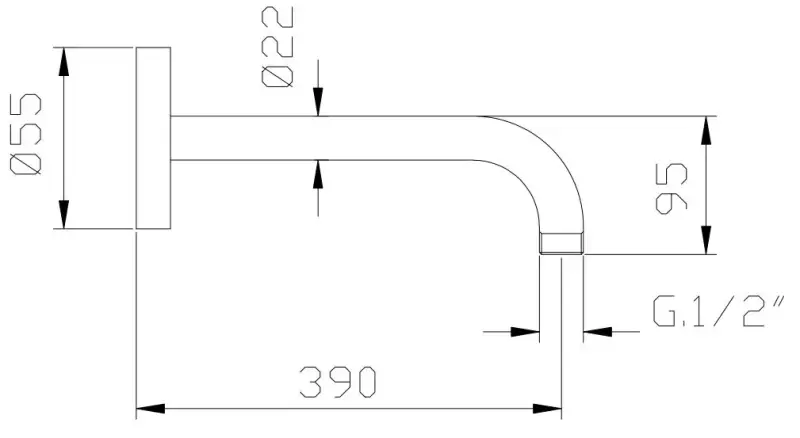 Rubio Round metalen muur Douche arm 40cm mat zwart 1208952901