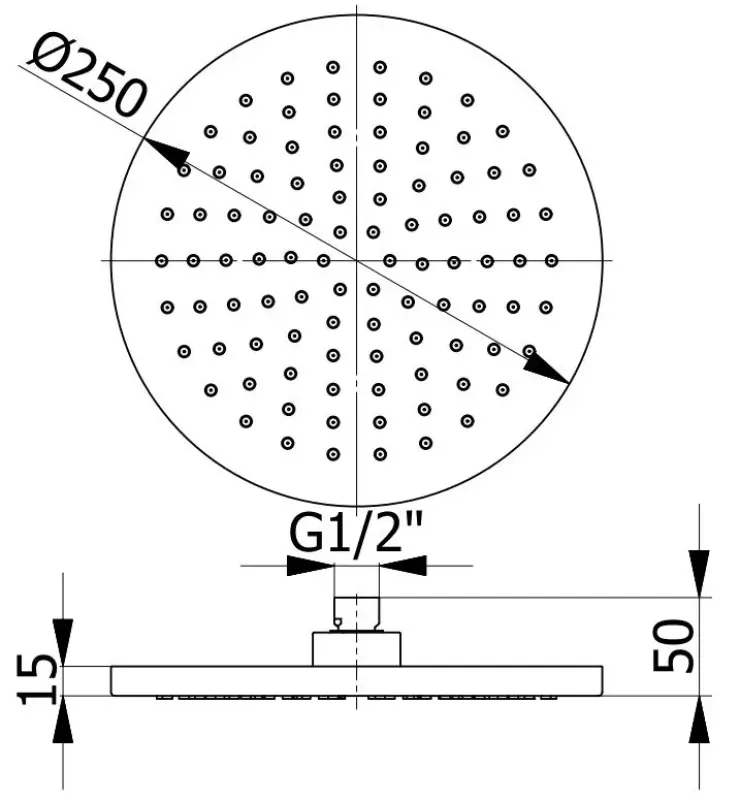 Rubio Ronda Luxe Regendouche mat zwart Ø25 cm kunststof 1208952909