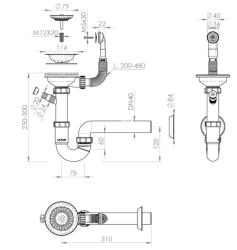 GraniteMy Afvoerset rvs met ronde overloop incl. sifon voor enkele spoelbak 1208952965