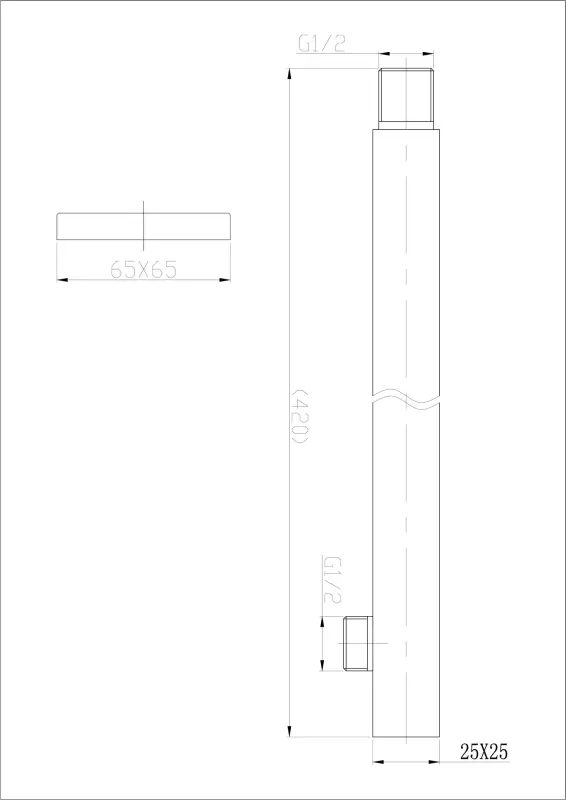 Rubio Inox douchearm 410mm RVS vierkant 1208953024