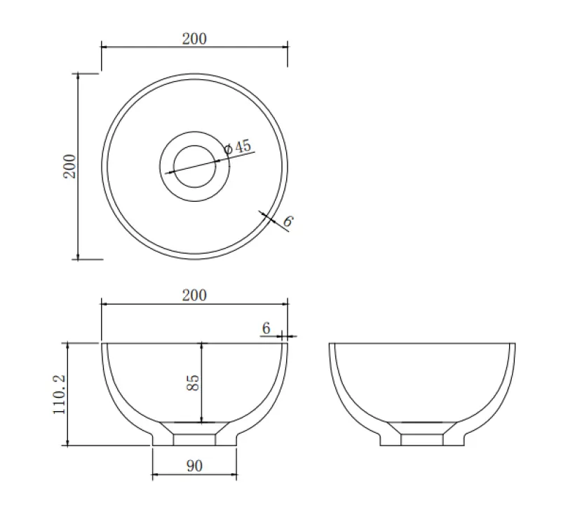 Solid S kleine waskom fontein Solid Surface rond 20 x 20 x 11 cm mat zwart 1208953268