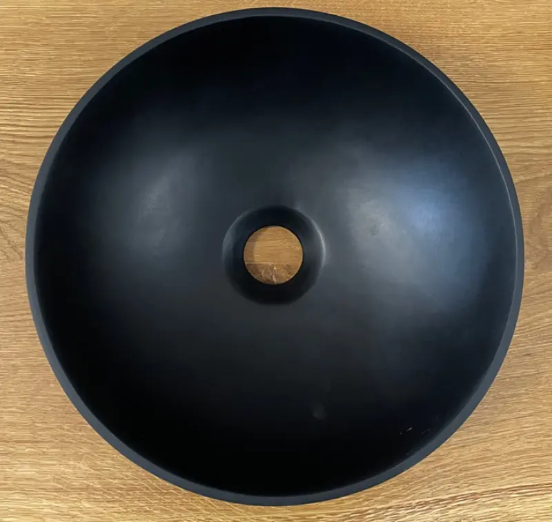 Solid S kleine waskom fontein Solid Surface rond 30 x 30 x 11 cm mat zwart 1208953271