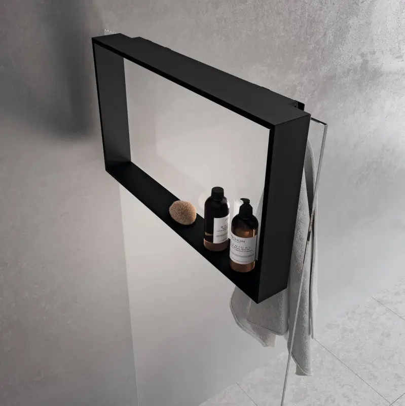 Design Bath douchenis doucherek en handdoekhaak rvs-look voor over douchewand 12089532937