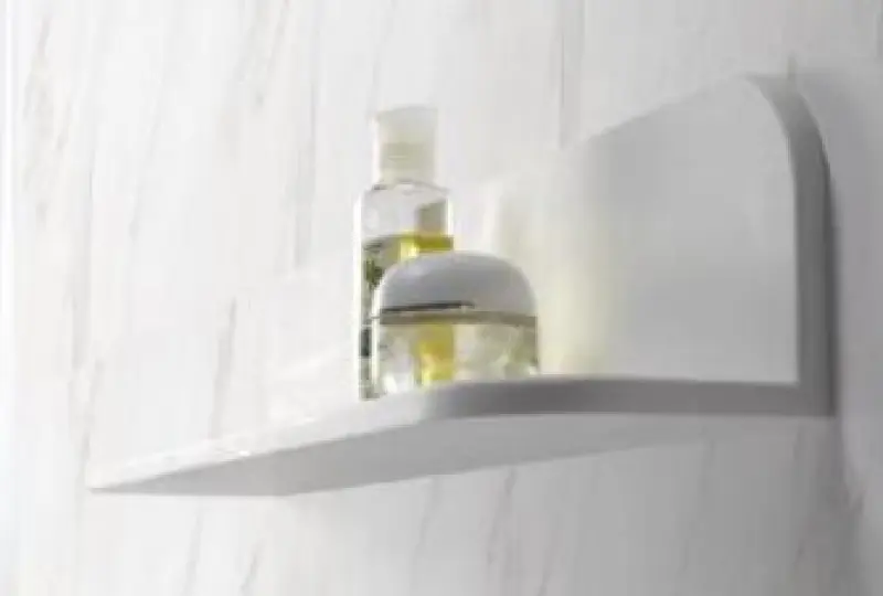 Solid-S Planchet plank mat wit douchekorf 90x12cm solid surface incl. blinde bevestiging 1208953448