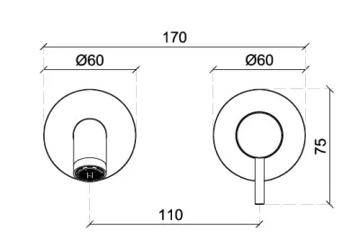 SB Round inbouw wastafelmengkraan geborsteld nickel 132mm