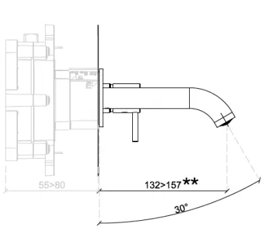 SB Round inbouw wastafelmengkraan geborsteld messing PVD 132mm