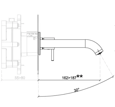 SB Round inbouw wastafelmengkraan geborsteld koper PVD 162mm
