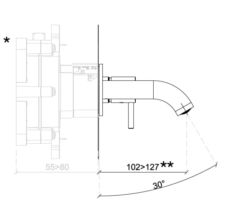 SB Round 316 inbouw wastafelmengkraan Geborsteld Koper PVD 102mm