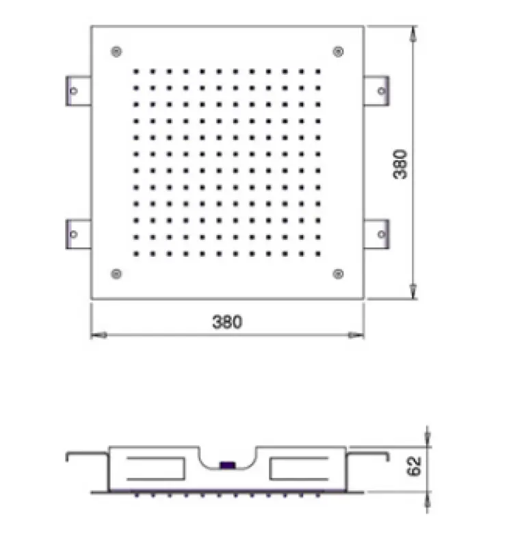 SB Square regendouche inbouw 380x380mm Geborsteld Messing PVD