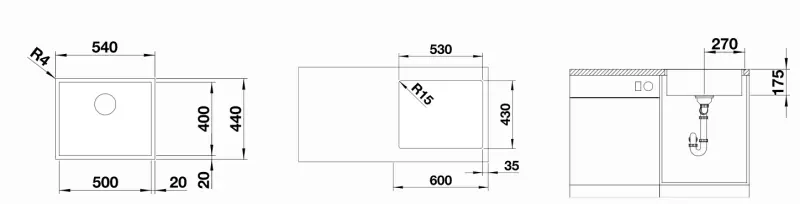 Blanco Zerox rvs spoelbak gun metal 50x40cm vlakinbouw 526245