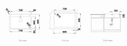 Blanco Andano rvs spoelbak 70x40cm met kraangat vlakinbouw 525246
