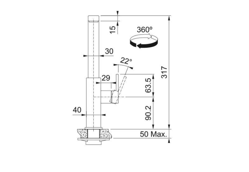 Franke geborsteld zwart Keukenkraan Mythos met draaibare uitloop 115.0550.441