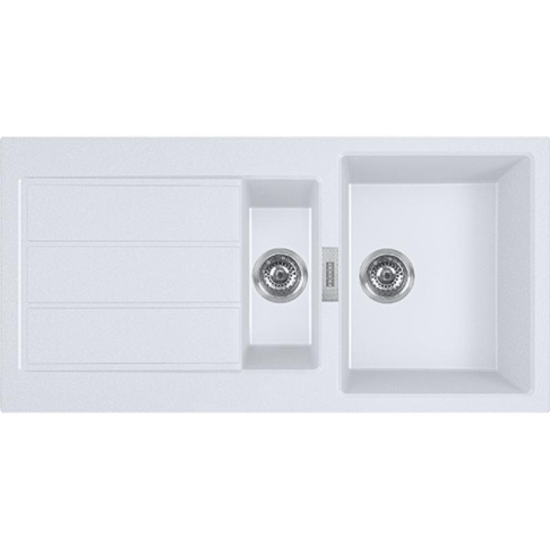 Franke Sirius 2 S2D 651 kunststof 1,5 anderhalve spoelbak met afdruip wit opbouw 100x50 143.0634.555