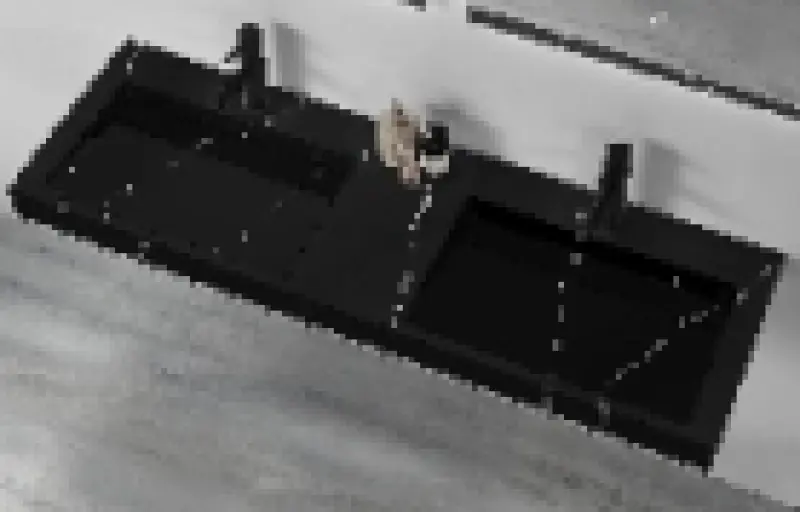 Solid-S Marble dubbele wastafel solid surface zwart marmer mat zonder kraangat met solid cover B160xD45xH8 1208953890