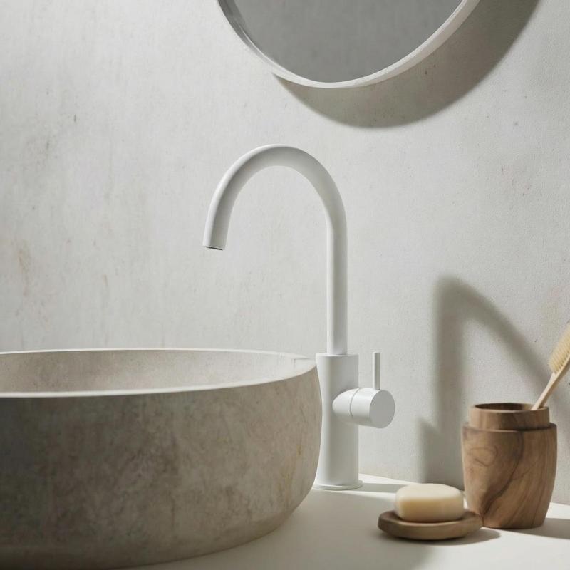 Waterevolution Flow wastafelkraan hoog model mat wit T1121FUBR