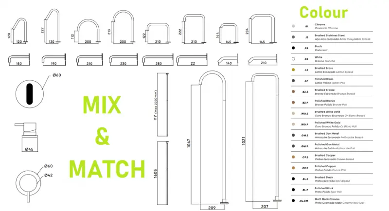 Waterevolution Flow 2-gats wastafelkraan PVD Gun Metal met hoge V 120mm uitloop T1122VGME