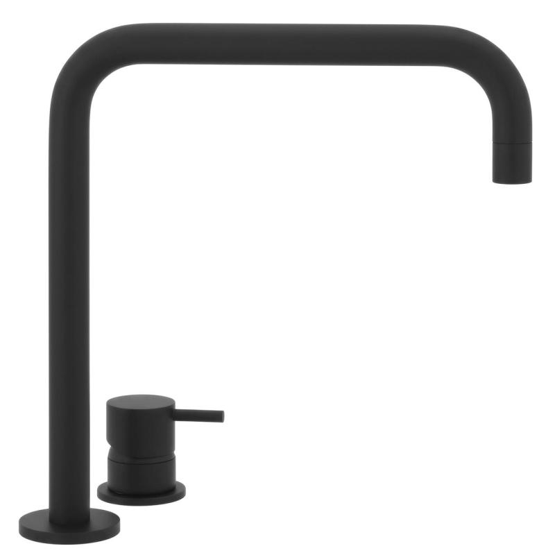 Waterevolution Flow 2-gats wastafelkraan hoge uitloop 222 mat zwart T122HPR