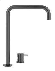 Waterevolution Flow 2-gats wastafelkraan  hoge uitloop 222 PVD Gun Metal T122HGME