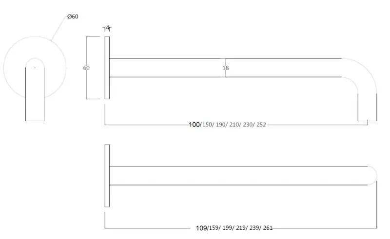 Waterevolution Flow Inbouw Wastafelkraan PVD Gun Metal met uitloop 10 cm T116BME-10