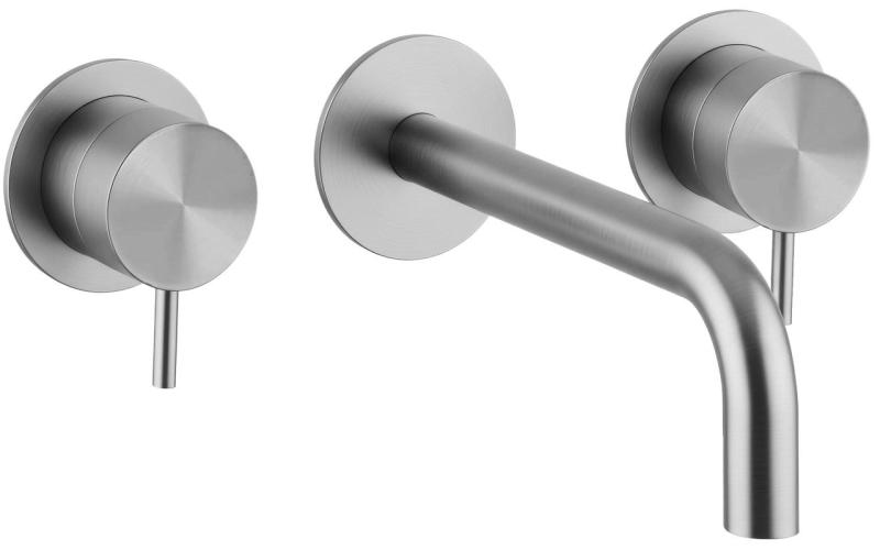 Waterevolution Flow 3-gats Inbouw Wastafelkraan Volledig RVS met uitloop 10 cm T1163FIE-10