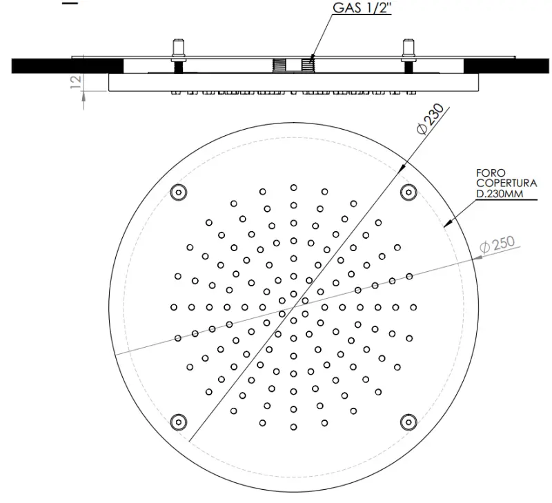 SB Rubinetterie mat wit corian solid surface inbouw ronde regendouche plafonddouchekop 30 cm 1208954156