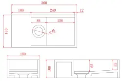 Solid-S Fontein solid surface mat zwart B36xD18xH10 cm met cover model links zonder kraangat 1208954157