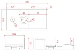 Solid-S Fontein solid surface mat zwart B36xD18xH10 cm met cover model links met kraangat 1208954158