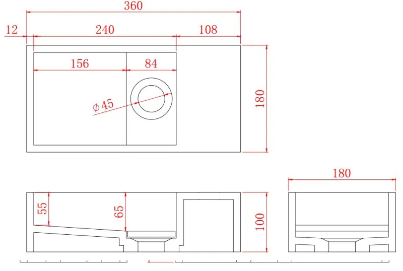 Solid-S Fontein solid surface mat zwart B36xD18xH10 cm met cover model rechts zonder kraangat 1208954164