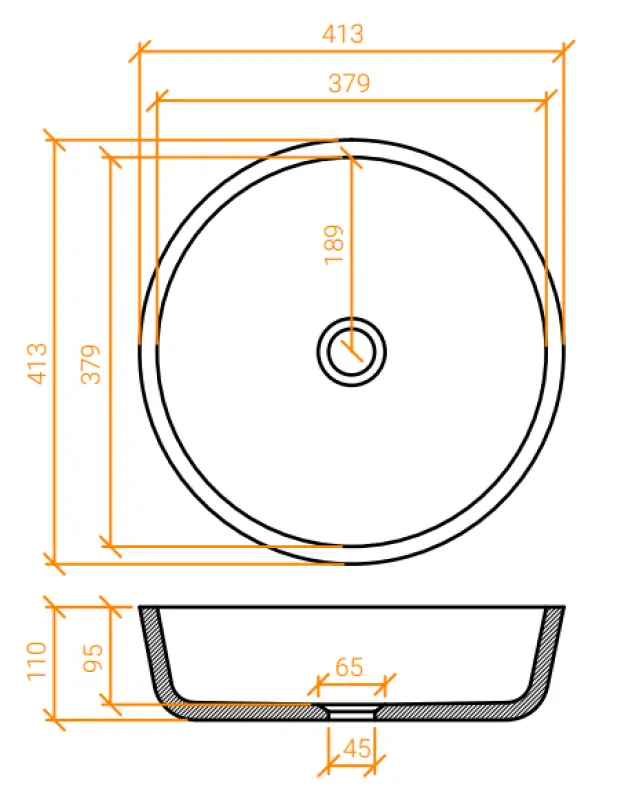 Solid-S Small opbouwwastafel kom rond mat wit B41,3xH16cm zonder overloop exclusief solid surface plug 1208954248