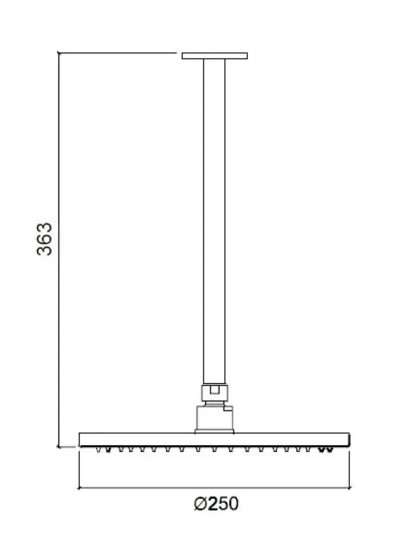 Waterevolution Flow hoofddouche 250mm met plafondaansluiting geborsteld koper T164225CPE