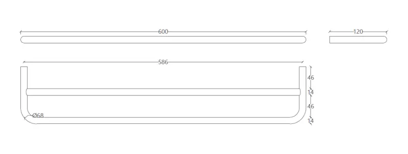 Waterevolution flow dubbele handdoekhouder 60cm Geborsteld Messing A112DLE