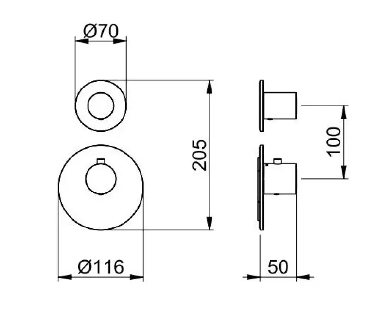 SB 316 AESTHETICS Round Inbouw thermostaatkraan met 2 uitgangen / stop-omstelkraan PVD gun metal geborsteld 1208954918