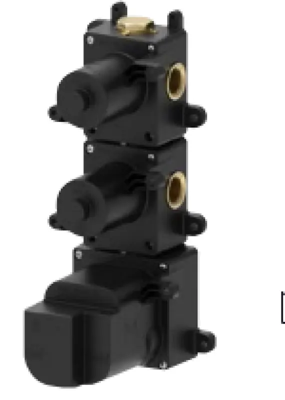 SB AESTHETICS Round Inbouw thermostaatkraan met 2 uitgangen / 2 x stopkraan mat zwart 1208954947