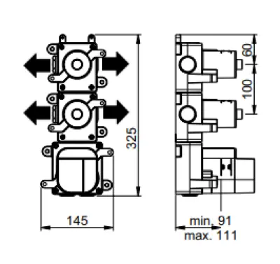 SB AESTHETICS Round Inbouw thermostaatkraan met 4 uitgangen/ 2x stop-omstelkraan mat zwart1208954961