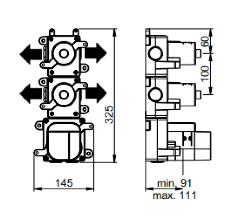 SB AESTHETICS Round Inbouw thermostaatkraan met 4 uitgangen/ 2x stop-omstelkraan mat wit 1208954962