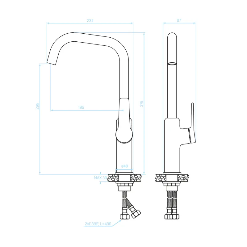 Aquadesign Paris eenhendel keukenmengkraan mat zwart