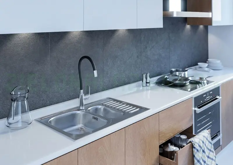 Aquadesign Saintes eenhendel keukenmengkraan chroom met flexibele uitloop zwart