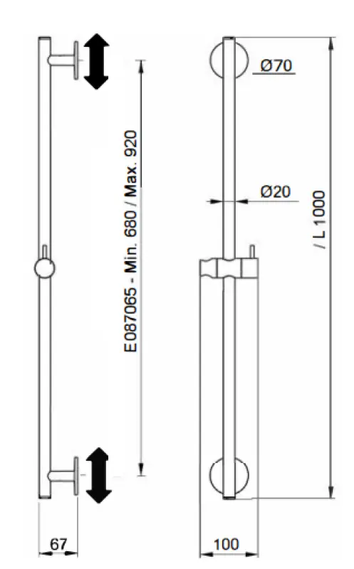 SB Rubinetterie Universale L 1000  Flexi Round glijstang  mat zwart 1208955232