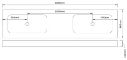 Solid-S dubbele wastafel solid surface mat wit zonder kraangat (zelf te maken)  B180xD46xH12cm 1208955239