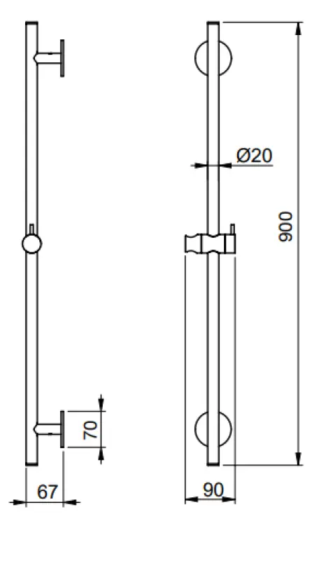 SB Rubinetterie Universale L900 glijstang  PVD goud 316 1208955241