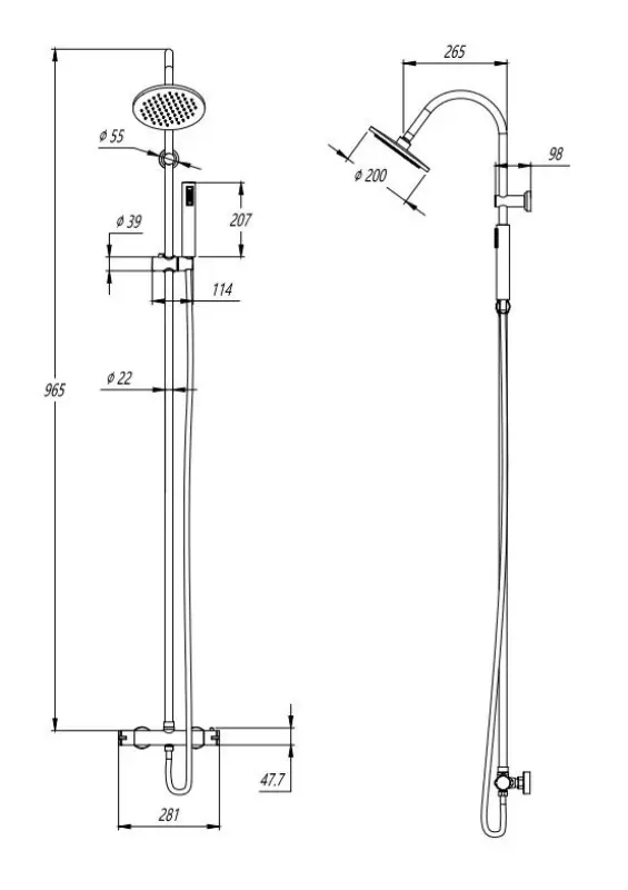 Aquadesign Orly doucheset thermostaat met regendouche chroom
