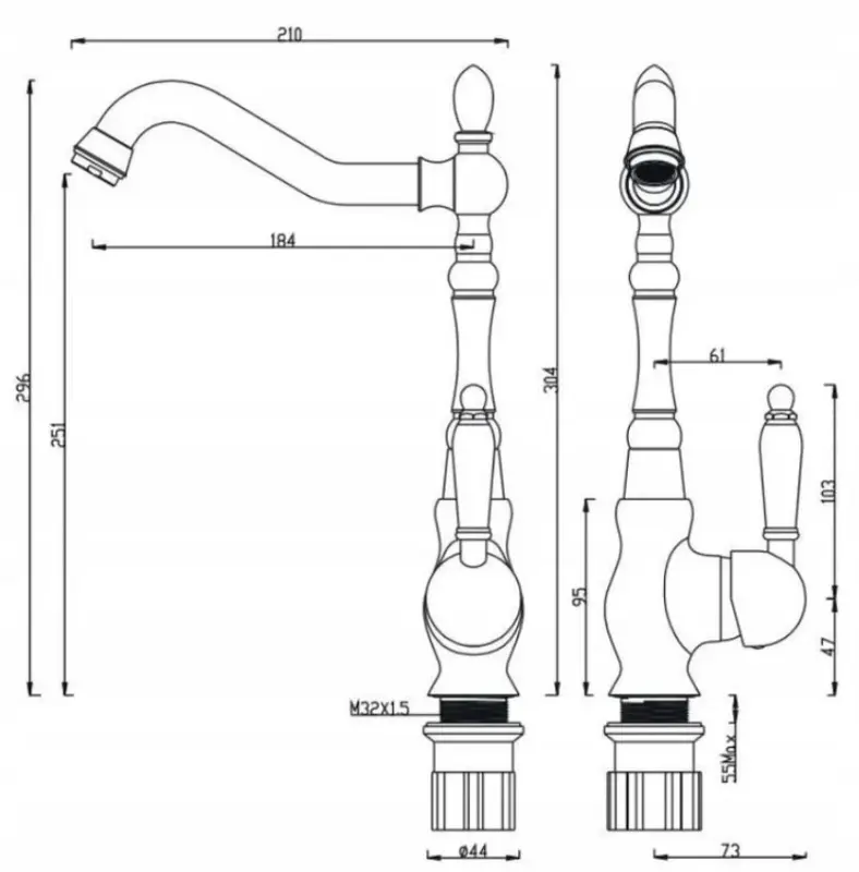 Aquadesign Marseille klassieke keukenmengkraan brons