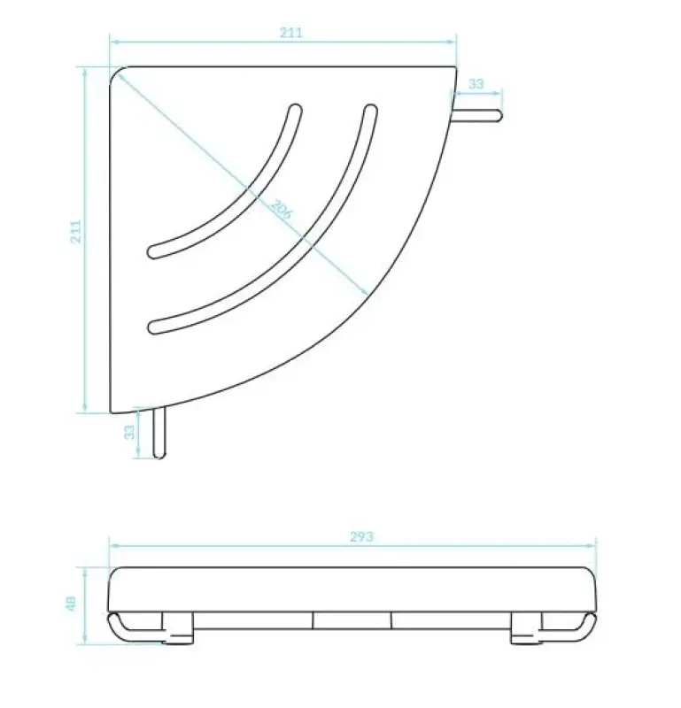 Aquadesign Shower hoek douchekorf hoekdoucherekje of hoekdouchebakje mat zwart 24cm