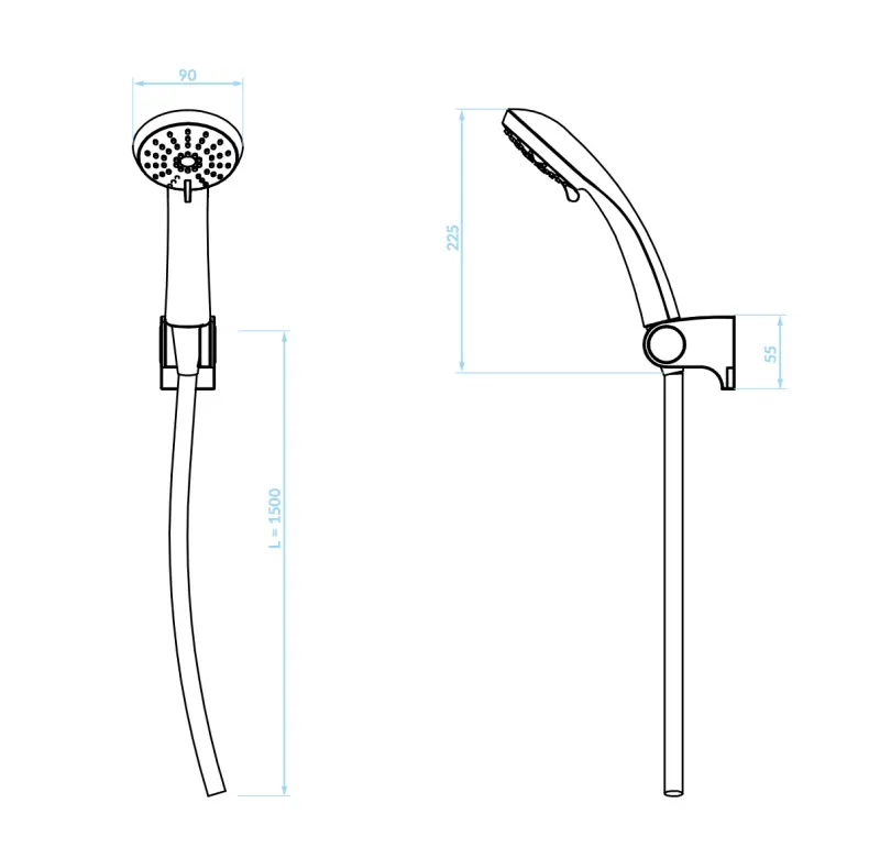 Aquadesign handdoucheset met 3 standen mat wit