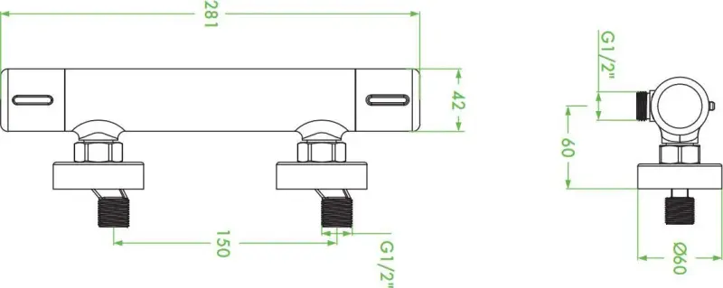 Aquadesign Paris douchethermostaat opbouw mat zwart