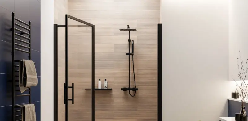 Aquadesign Tropez doucheset thermostaat met regendouche mat zwart