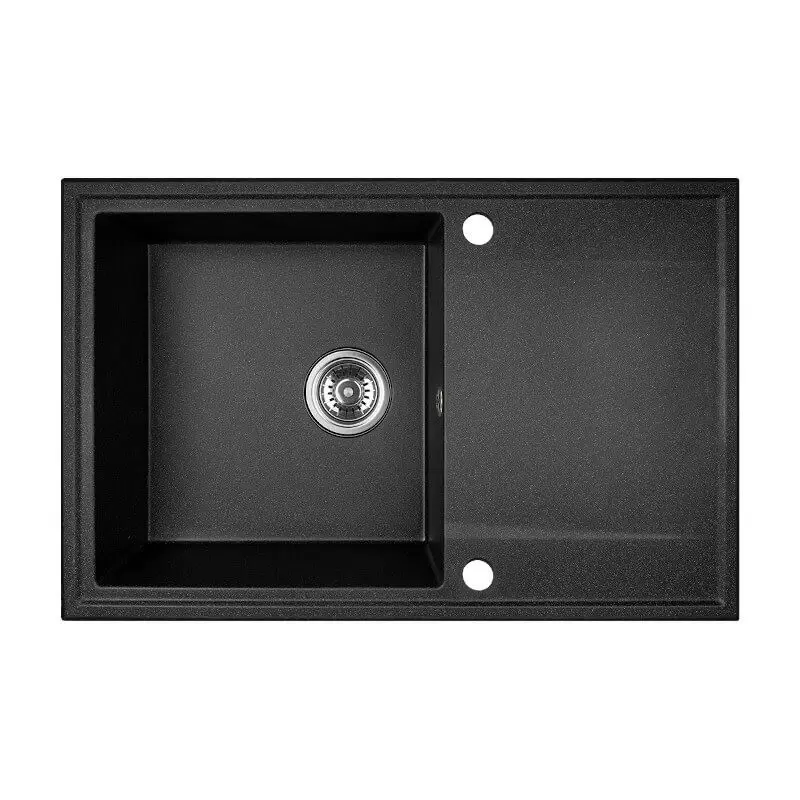 Aquadesign Cesena granieten opbouw spoelbak met afdruip omkeerbaar kleur zwart