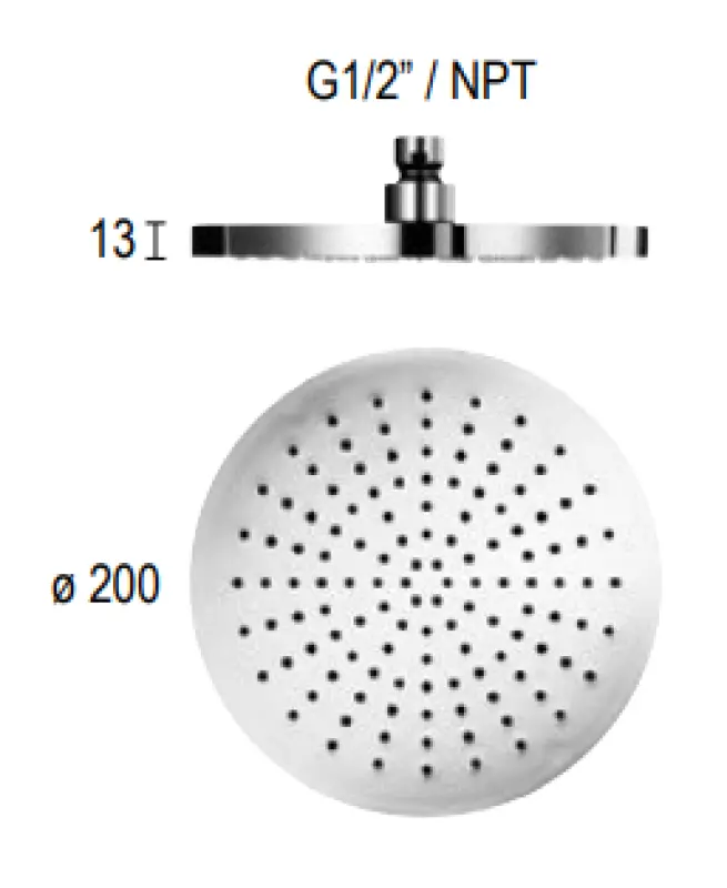 SB Round Messing Regendouche hoofddouche 20 cm Chroom 1208955602