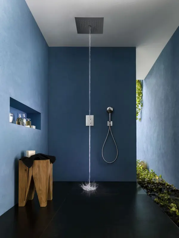 SB inbouw Regendouche plafond met icicle straat 38x38cm Mat Zwart 1208955634