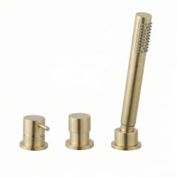 Waterevolution Flow 3-gats Badmengkraan voor Badrandmontage PVD Geborsteld Light Gold T138SBWGE